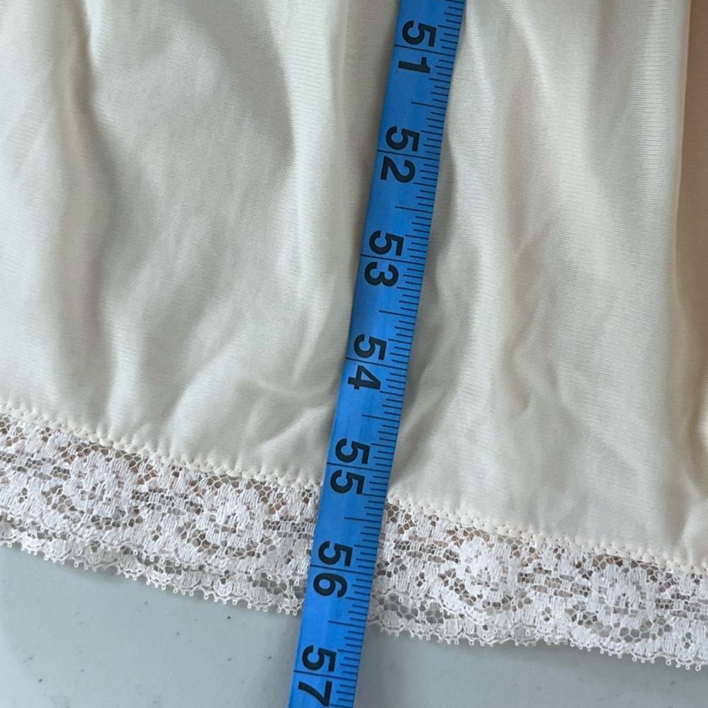 Vintage 1950s Rogers Cream Lace Nylon Tricot Maxi Slip Dress Women's L Prairie - Picture 12 of 17